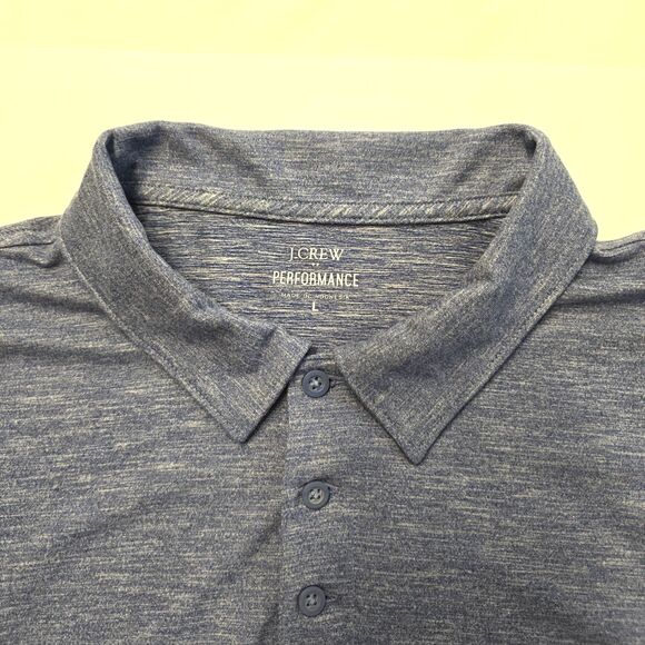 J.Crew Performance Polo Shirt Mid Blue L Polyester Elastane Stretch Comfort - Picture 3 of 9